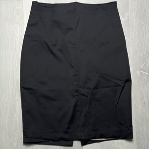 MANGO SATIN BLACK PENCIL SKIRT BACK ZIP 8